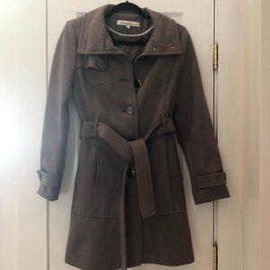 Kenneth Cole Gray Wool Belted Trench Coat